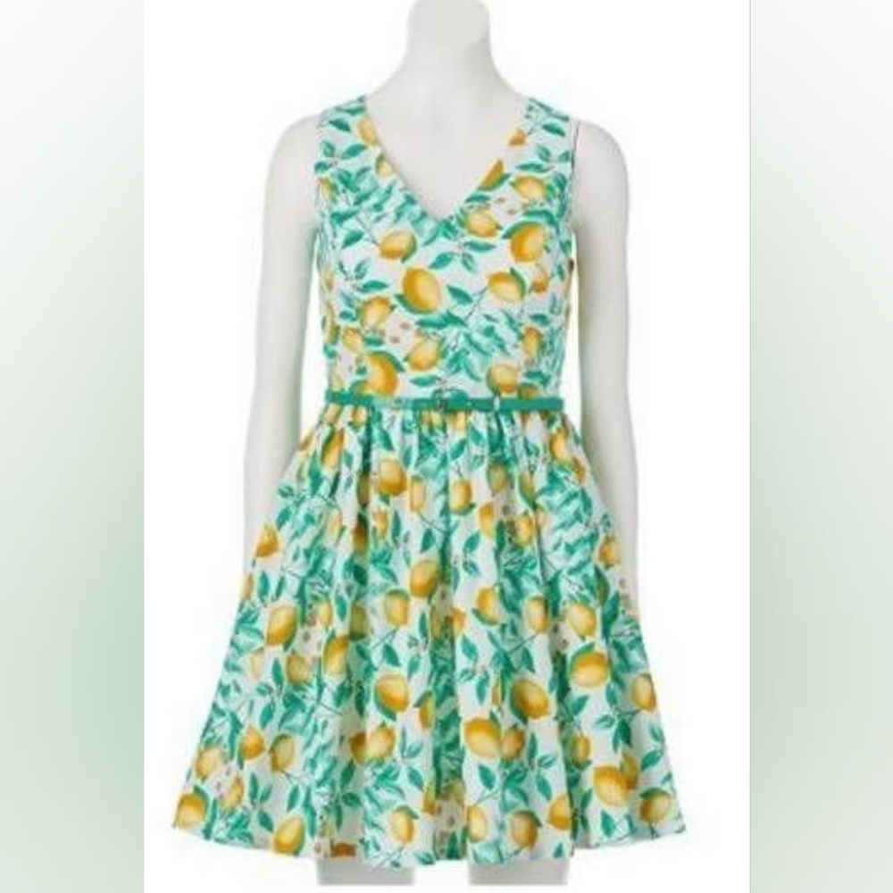 Elle White Lemon Dress with Belt